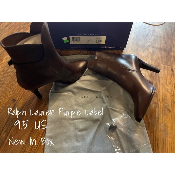 Ralph Lauren Collection Leather High Heel Short Boots Purple Label  9.5 US New - Picture 1 of 3